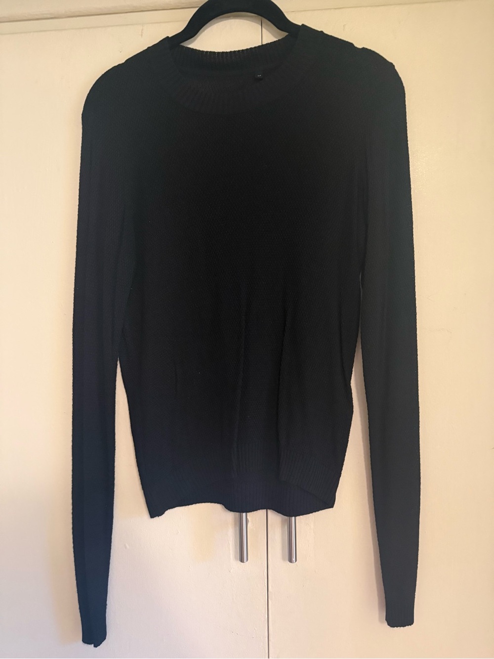 KOTN Black Ribbed Long-Sleeve Crew Neck Top